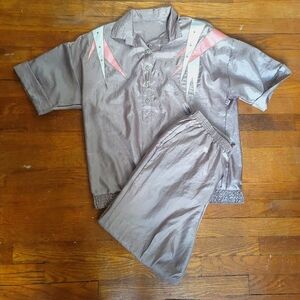 VTG 80s Gold Athleisure Jogger Track Pant Suit Set